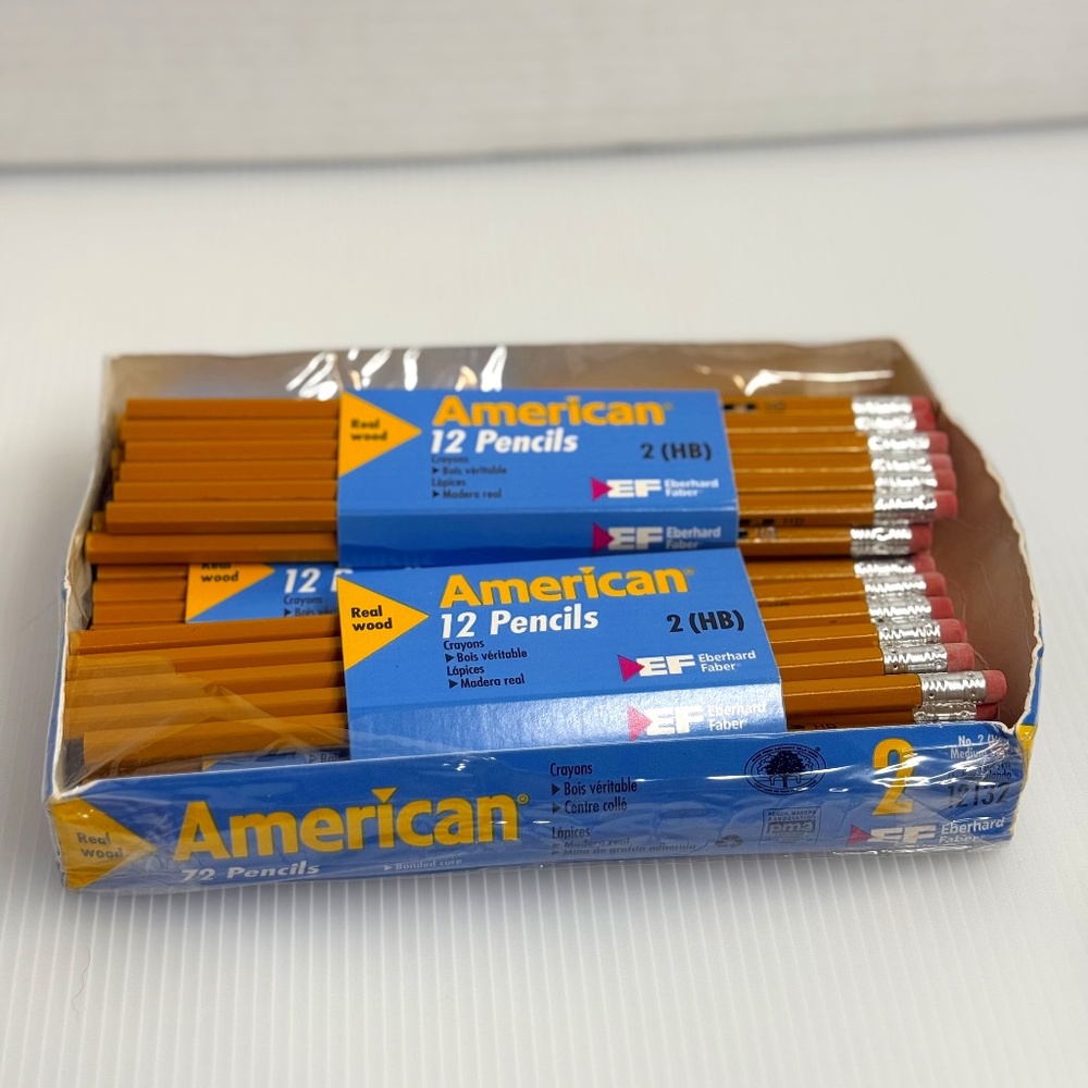 53 Eberhard Faber Real‎ Wood American No. 2 Pencils Yellow HB Vintage New Stock